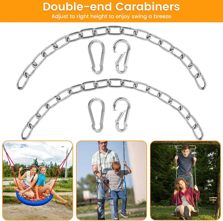 2 Pack 30 Inch Heavy Duty Chains for Swing, 440LB Hanging Chair Chain with 5/16 Thick Clasps, Adjustable Stainless Steel Chain Extension for Porch Tree Swing Hammock Chair Boxing Bag Yoga Gym