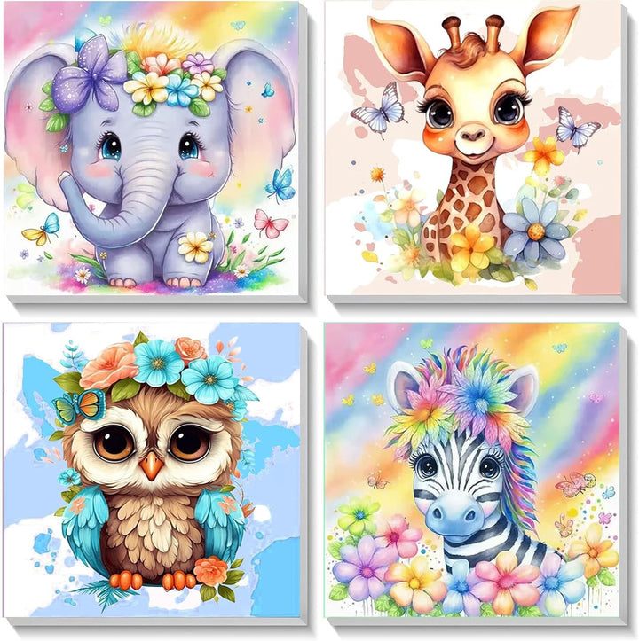 4 Pack Butterfly Paint by Number for Kids with Wooden Frame, Paint by Numbers for Kids Butterflies Ages 4-8-12, Easy Painting with Numbers DIY Acrylic Oil Painting Kits for Home Wall Decor (8X8 Inch)