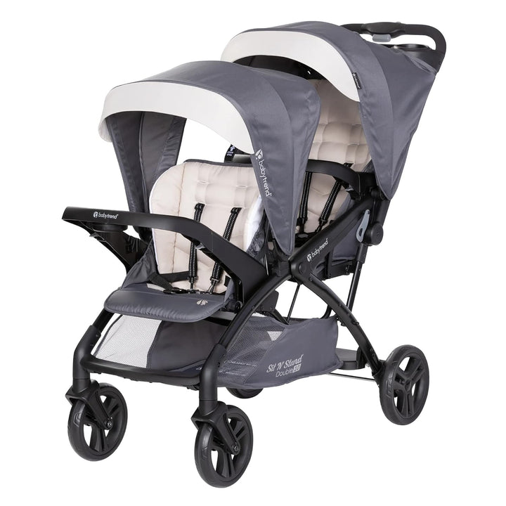Sit N' Stand Double Stroller & Travel System for Babies & Toddlers, Stormy - Portable, Compact, and Lightweight Foldable Tandem Stroller