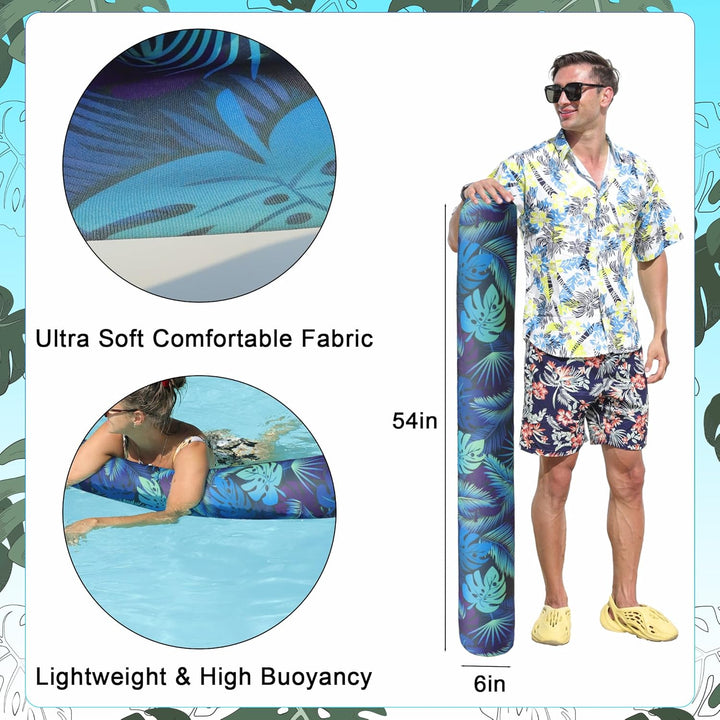 Inflatable Swim Pool Noodles, 2 Pack Soft Fabric Covered Large Swim Noodles, Premium Buoyancy for Swimming Floating, Pool Floats Toys for Adults Pool Accessories