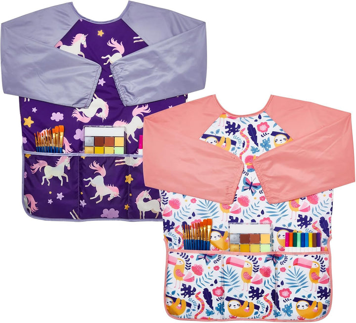 2 Pack Kids Art Smocks,Toddler Smock,Waterproof Artist Painting Aprons for Children