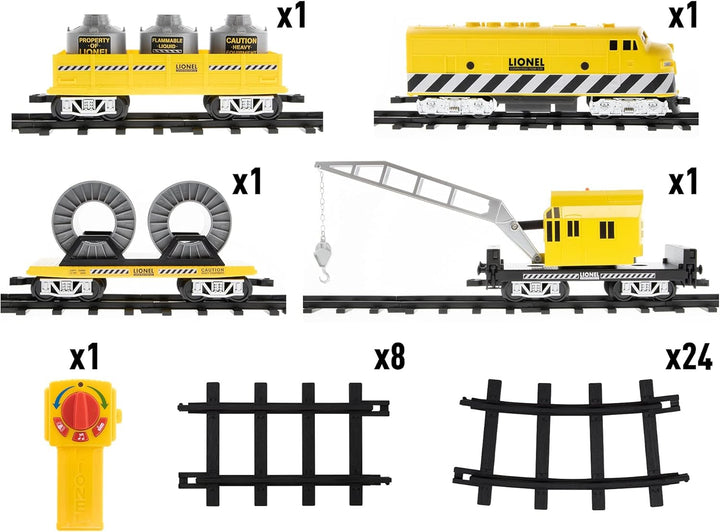 Battery-Operated Construction Toy Train Set with Locomotive, Train Cars, Track & Remote with Authentic Train Sounds, & Lights for Kids 4+