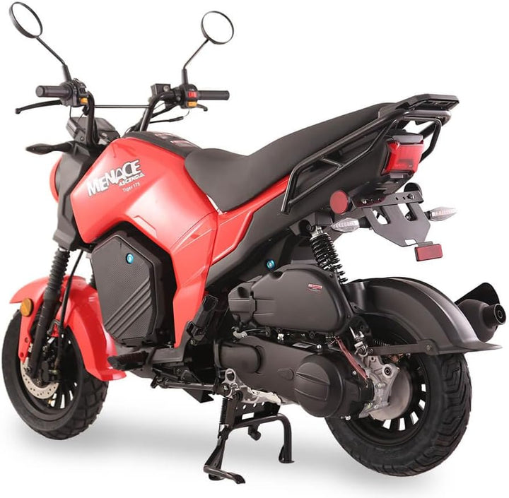 Electric Motorcycle, Street Legal Scooter, Red and Black, LED Headlight, Dual Mirrors