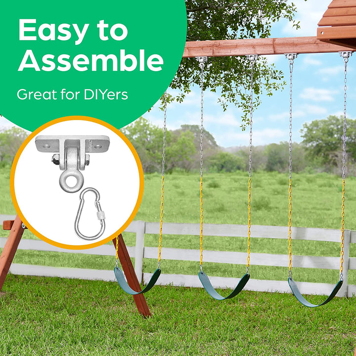 Swing Set Hangers - 2 Heavy Duty Brackets with Locking Snap Hooks for Porch, Patio, Playground - Indoor/Outdoor Hardware & Accessories