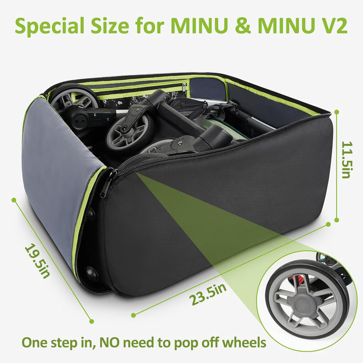Padded Stroller Bag for Airplane Travel Fits for Uppababy MINU,MINU V2,MINU V3, Gate Check Stroller Bag with Large Inner Mesh Pocket, Sturdy Stroller Storage Backpack for Accessories