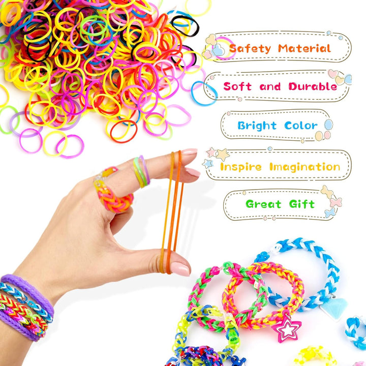 3000+ Rubber Band Bracelet Kit, Colorful Loom Bracelet Making Kit with Storage Box, DIY Art Craft Set with Charms Beads for Beginners Birthday Christmas Parties Gift