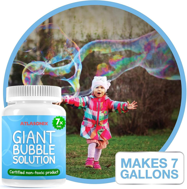 Bubbles for Kids - Giant Bubble Solution, Bubble Wands, Bubbles Powder Mix Makes 896 OZ (7 Gallons) - the Original Mix Kid Safe and Long Lasting Outdoor Toys Fun