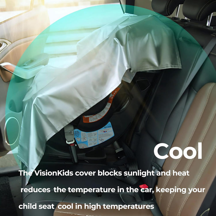 Baby Car Seat Sun Shade Cover with Free Storage Bag Included | Infant Car Seat Heat Protector | UV Protection Cooler Cover | Keeps Toddler Seat Cool in Baby Car | Travel Accessories Silver