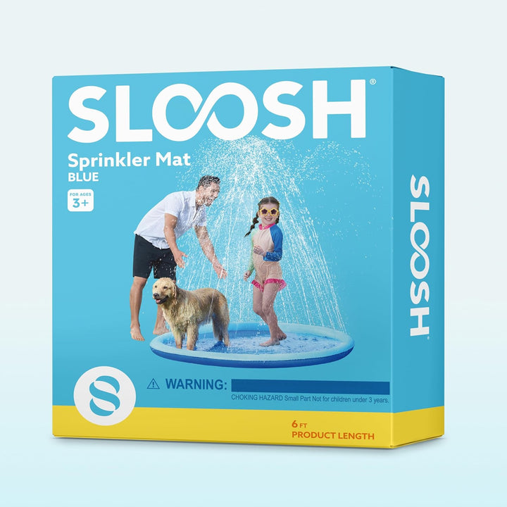 72" Non-Slip Splash Pad Sprinkler - Outdoor Water Toys Play Mat for Toddlers Kids Dogs, outside Thickened Sprinkler Pool Party Durable Backyard Fountain for Girls Boys Pets (72In, Blue)