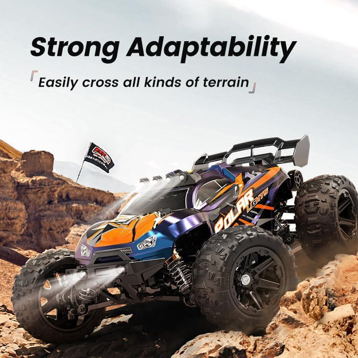 RC Car 1/14 Scale Brushless 4X4 Off-Road Truck, 30-45MPH High Speed RC Monster Truck with LED Lights, 2.4Ghz Remote Control, Large Wheel Professional Racing Model for Adults & Teens (【1:14】B002)