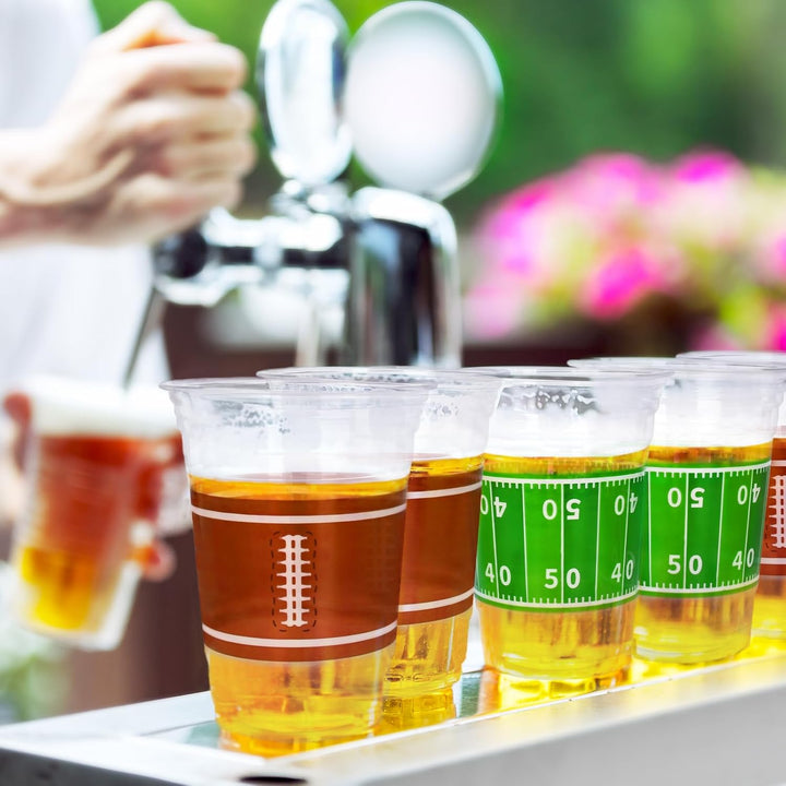 100 Pcs 16Oz Football Plastic Cups - Football Parties and Tailgate Events, Disposable & Convenient - Ideal Party Supplies & Party Favors for Football Themed Birthdays