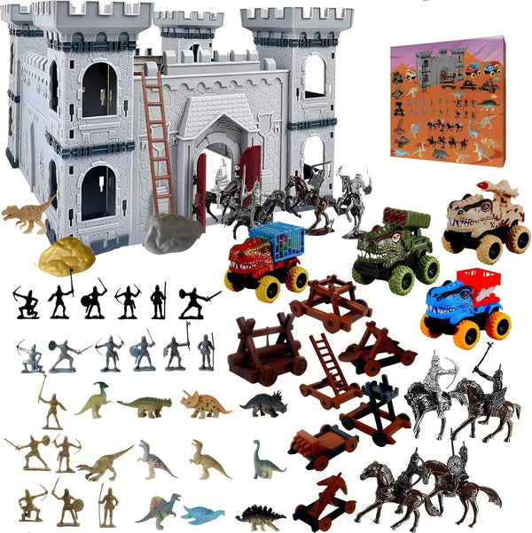 Medieval Castle Toy Knight Toy Soldier Figures Army Men Toys, the Medieval Times Middle Ages DIY Castle Building (B)