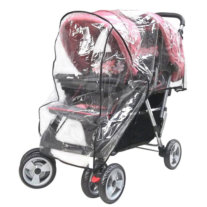 Weather Shield Double Popular for Swivel Wheel Stroller Universal Size Baby Rain Cover/Wind Shield Deal (Black)