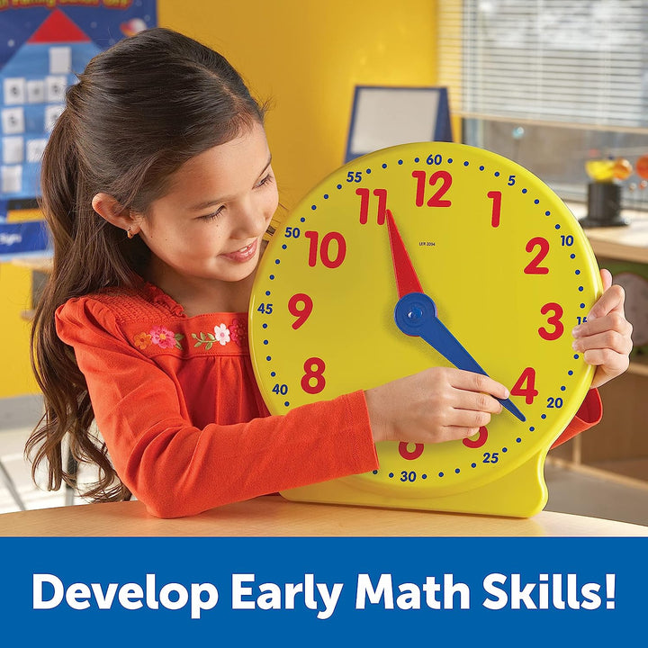 Big Time Learning Clock, Analog Clock, Homeschool, 12 Hour, Basic Math Development, Ages 5+