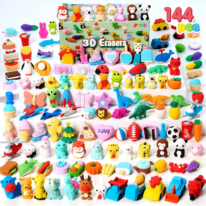 36Pcs Animal Erasers for Kids, Cute Pencils Erasers Bulk, Desk Pets Puzzle for Classroom Rewards Back to School Supplies Party Favors Treasure Box Toys Gifts