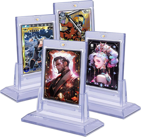 4PCS Magnetic Card Holders for Trading Cards, Card Protector Holders with Acrylic Stands Bases, Baseball Card Holders Fit for MTG, Game Cards, Sports Cards, Football Cards, Baseball Cards (4PCS)