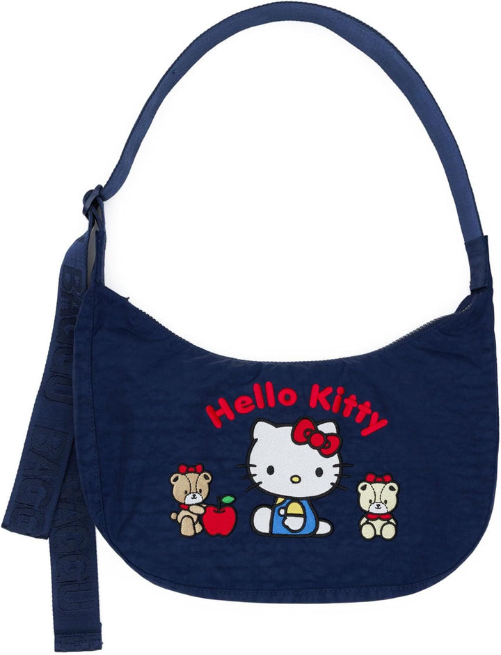 Medium Nylon Crescent Bag - Embroidered Hello Kitty & Teddy