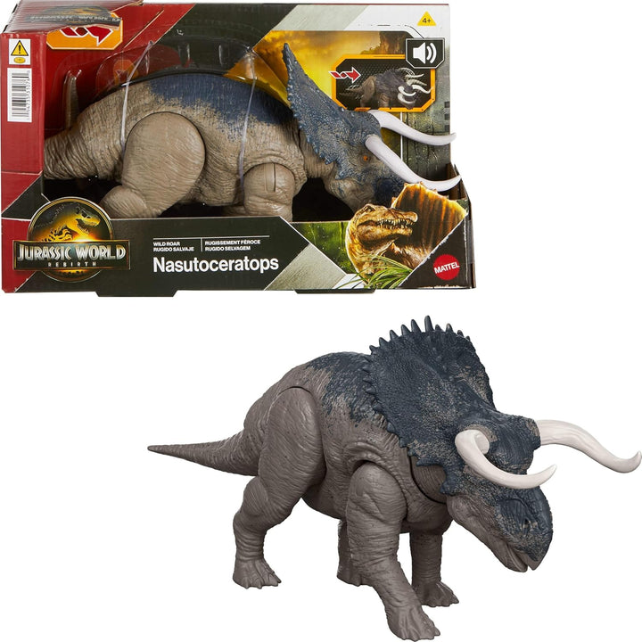 Jurassic World Dinosaur Toys with Roar Sound & Attack Action, Wild Roar Posable Figures, Physical & Connected Digital Play