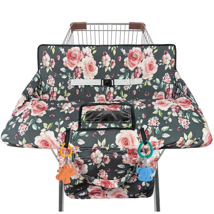 Shopping Cart Cover for Baby,2-In-1 High Chair Cover Soft,Portable, and Machine Washable,Comfortable Cotton Seat Pad with Safety Harness and Portable Cloth Bag,Fits All Supermarkets and Restaurants