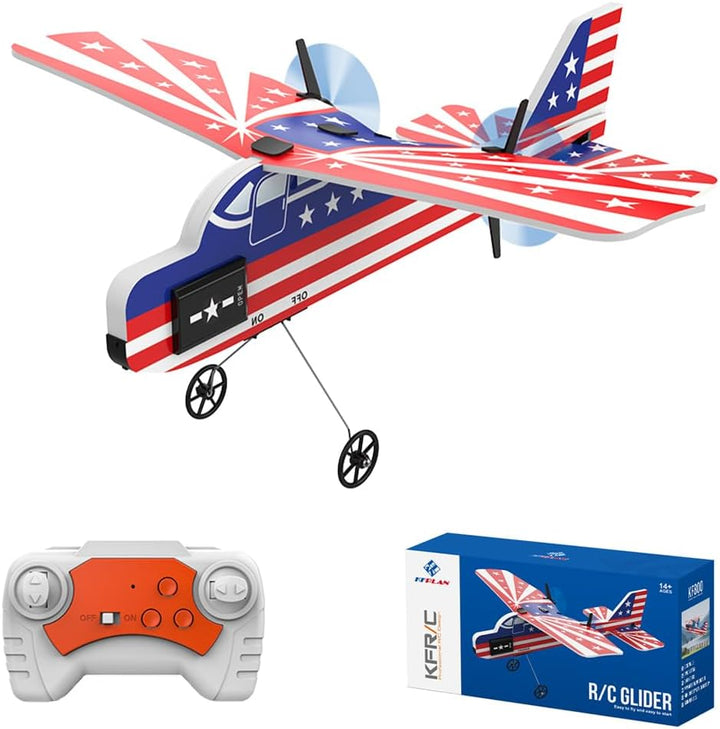 Mini RC Plane for Beginners, Kids and Adults, 2.4Ghz 2CH Remote Control Airplane with Led Lights, Double Wing Design Foam RC Airplanes with 6-Axis Gyro Stabilize, Flying for Indoor and Outdoor