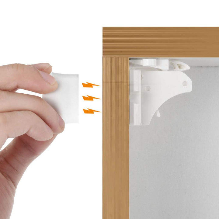 Child Safety Magnetic Cabinet Locks -  4 Pack Adhesive Baby Proofing Cabinets & Drawers Latches