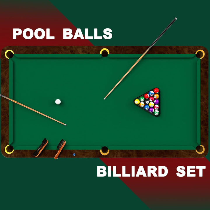 55 Pcs Pool Table Accessories 16 Pcs Billiard Balls 6 Set Pool Sticks Triangle Diamond Ball Holder Cue Chalks Cue Tip and Brush Set
