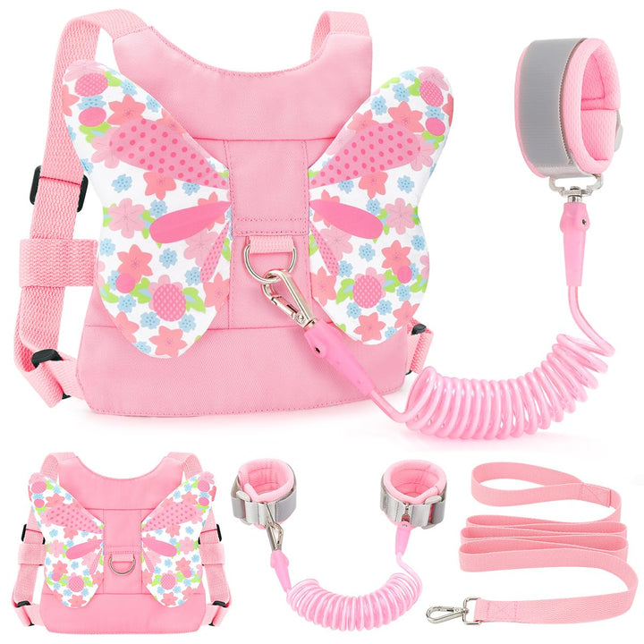 Toddlers Leash + anti Lost Wrist Link Child Kids Safety Harness Kids Walking Wristband Assistant Strap Belt for Girl Pink Christmas Gift