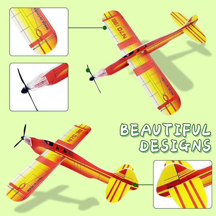 8" Airplane Toy,12 Different Designs Planes Toys for Boys,Foam Glider Planes Toys,Birthday Favors Lightweight Paper Airplanes,Individually Packed Outdoor Flying Toys,Party Favors for Kids 8-12(12 PCS)