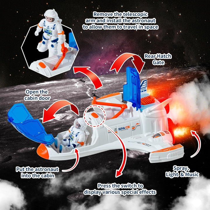 Concentration Focus, Rocket Spaceship Shuttle Toy, with Astronaut Figure - Rocket Toys, Oys - Astronaut Exploration Birthday Plane Gift, Educational, Concentration, Learning