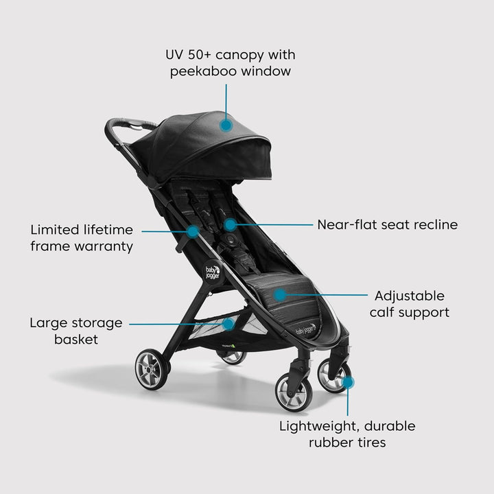 City Tour 2 Ultra-Compact Carry-On Approved Travel Stroller in Pitch Black Lightweight Easy Fold Ideal for Traveling and Everyday Adventures