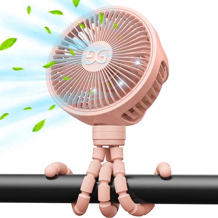 Stroller Fan Clip on for Baby, Flexible Tripod & Rechargeable Battery, Small Personal Fan, Mini Portable Fan for Travel, Handheld, Car (Black)