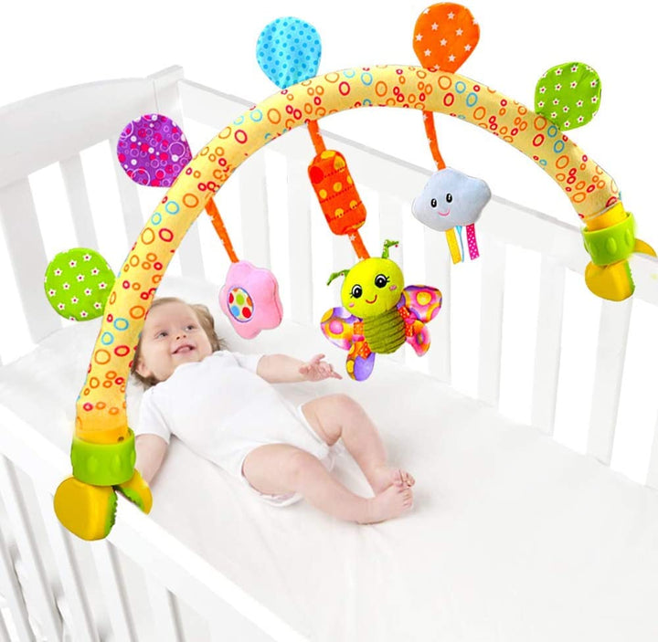 Travel Arch Bassinet Toys for Baby Hanging on Stroller, Crib & Pram. Activity Toy Bar for Baby Bouncer(Purle)
