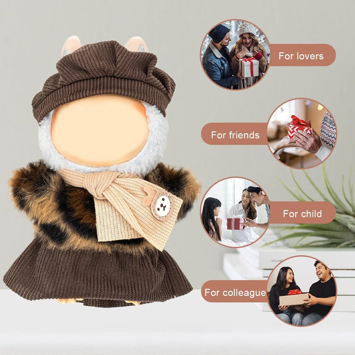 Clothes for Labubu 17Cm Dolls(No Doll) Dolls Outfit for Labubu with Accessories Suit Cute for Lububu Stylish Dress up Set for LA BUBU Patterned Skirt