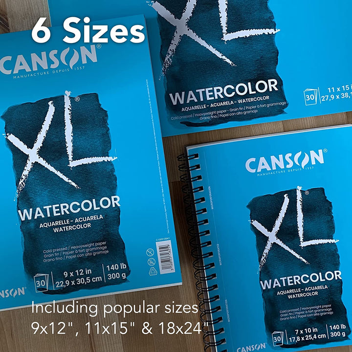 XL Series Watercolor Pad, Heavyweight White Paper, Foldover Binding, 30 Sheets, 9X12 Inch