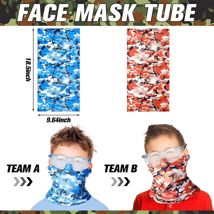 8 Sets Tactical Vest Kit Compatible with Nerf Party Favor Accessories, Face Mask Wrist Ammo Holder Toy Gift Supplies (Orange and Blue)