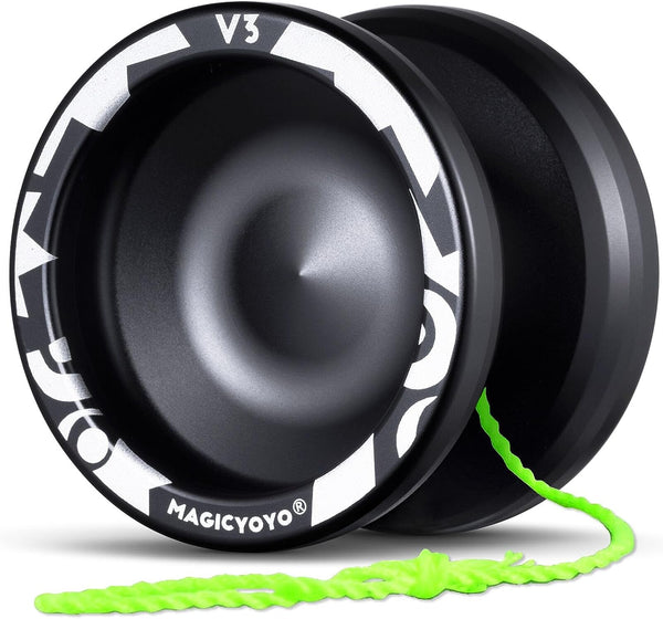 V3 Yoyo for Kids 8-12 or Above, Responsive Yoyo Professional with Dual Function, Professional Trick Yo Yo for Adults with 12 Yo-Yo Strings, KK Bearing, Bearing Puller, Axle,Case Bag -Black