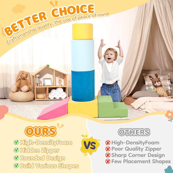 Toddler Climbing Toys Indoor, 7-Piece Colourful Foam Climbing Blocks, Soft Play Climbing for Toddlers, Modular Crawling & Sliding Play Set for Toddlers 1-3 Years Old