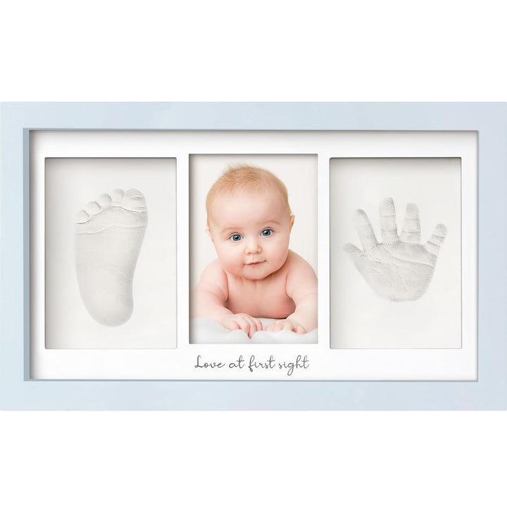 Baby Hand and Footprint Kit - Clay Handprint Keepsake Frame, Newborn Nursery Picture Frame, Personalized New Mom Gifts for Baby Shower & Registry (Alpine White)