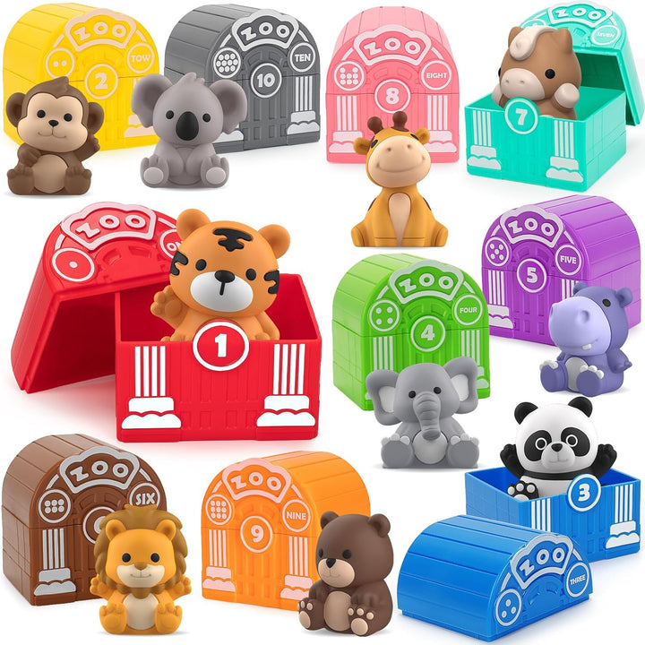 Learning Toys for 1,2,3 Year Old Toddlers, 20Pcs Farm Animals Toys Montessori Counting, Matching & Sorting Fine Motor Games, Christmas Birthday Easter Gift for Baby Boys Girls Age 12-18 Months