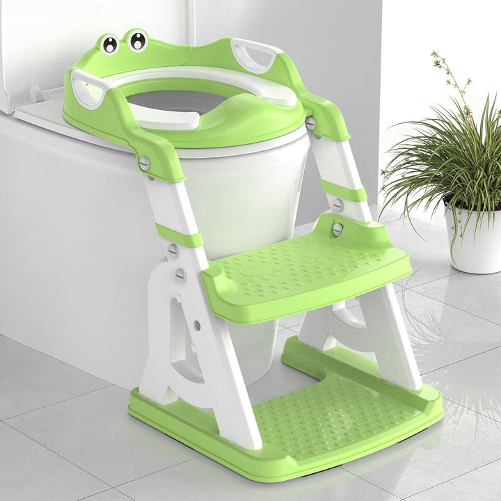 Potty Training Seat, Upgrade 2 in 1 Potty Training Toilet for Toddler, Toddler Toilet Seat for Boys Girls with Splash Guard, Anti-Slip Pad and Step Stool (Pink)