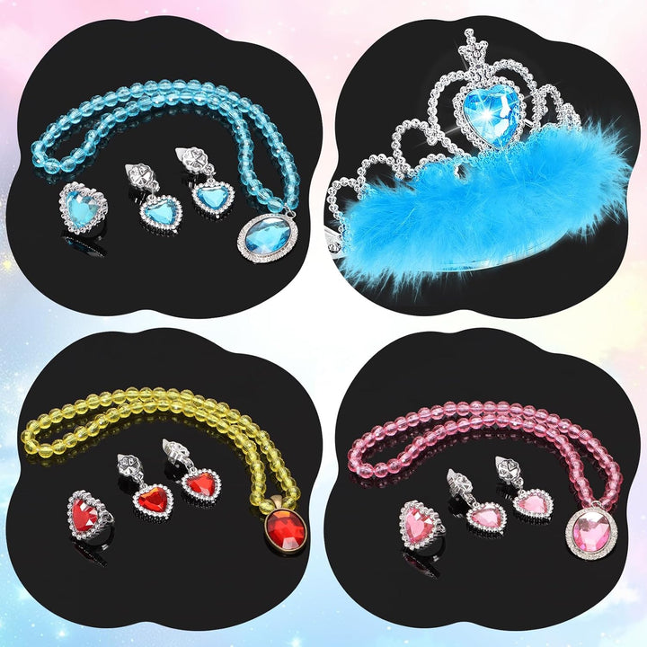 Princess Dress up Shoes Set, Toddler Pretend Jewelry Boutique Kit, Girls Role Play Dress up Toys, Princess Shoes Crown Necklace Earrings Ring Gift Set for Little Girls Aged 3-6 Years Old