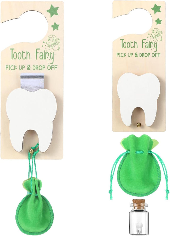 Tooth Fairy Holder Bag Hanger with Money Slot Keepsake Bottle Velvet Pouch Tooth Fairy Box Encourage Gift for Lost Teeth Boy Girl Milk(Classic,Pink)