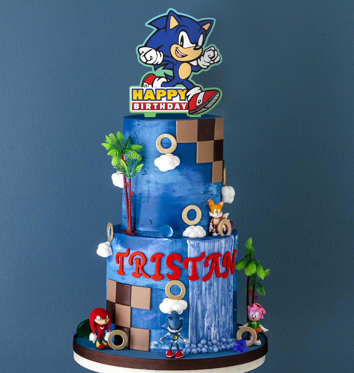 Sonic Gamer Birthday Cake Topper Party Decor