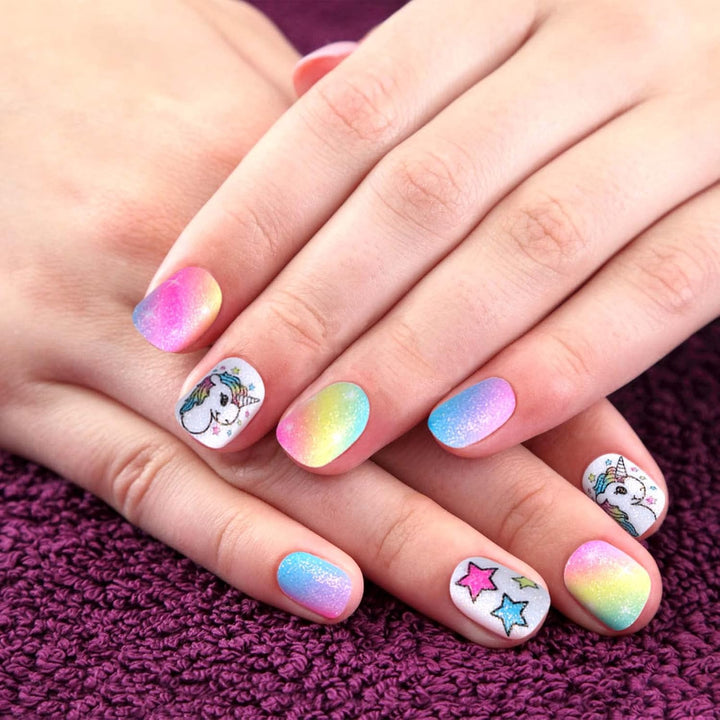 Kids Nail Polish Set for Girls, All-In-One Nail Art Kit - Dryer/ Glitter Powder/ False Nails/ Nail Decals/ Toe Separator/File, Age 3-12 Little Girl Gift Toys