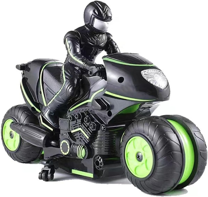 Remote Control Motorcycle, RC Motorcycle with LED Wheels, for Kids Ride on Toys Motorbike Battery Powered Off-Road Dirt Bikes W/Music/Headlights/Training Wheels, Gift for Boys & Girls (Green)