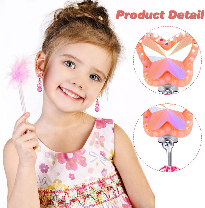 9 Pairs Girls Clip on Earrings Pretend Princess Play Earrings Jewelry Set (Lovely Colors)