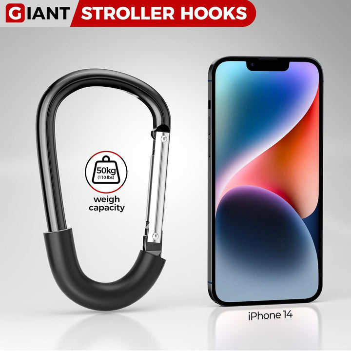 Stroller Hooks, Large Stroller Hooks for Bags, Universal Stroller Clips and Hooks, Mommy Hook for Stroller Heavy Duty, Stroller Accessories for Mom
