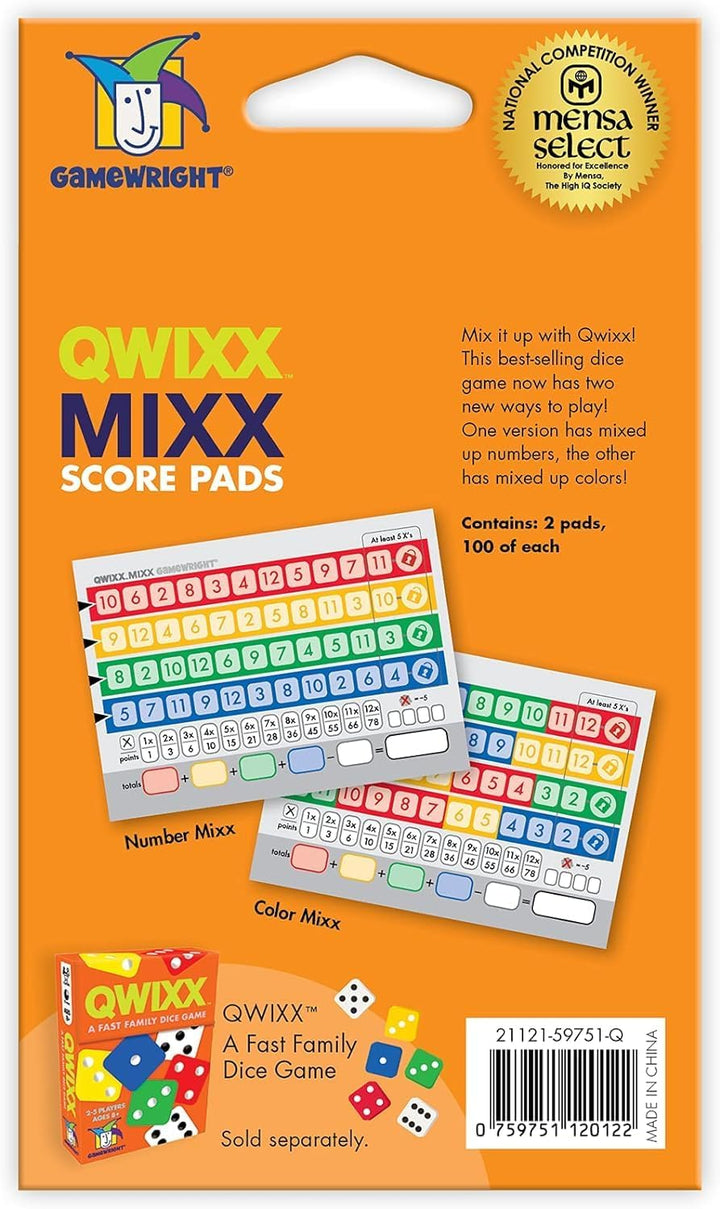Qwixx Mixx - Genuine Enhanced Game Play Add-On Replacement Scorecards for Qwixx - a Fast Family Dice Game, 8 + Years