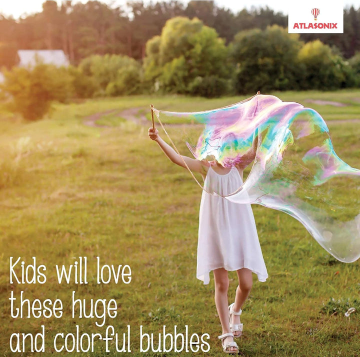 Bubbles for Kids - Giant Bubble Solution, Bubble Wands, Bubbles Powder Mix Makes 896 OZ (7 Gallons) - the Original Mix Kid Safe and Long Lasting Outdoor Toys Fun