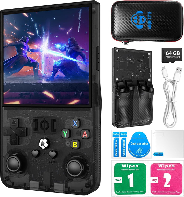 2025 New Upgrade R36MAX Retro Handheld Game Console with 64G Built-In 18000+ Classic Games, Portable Hand Held Open Source Linux System 4.0-In 4K HD IPS Screen Video Player (White 64GB)